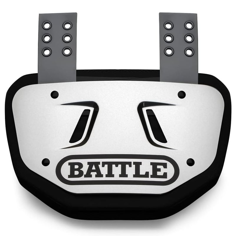 Battle لوحة ظهر كرة القدم من باتل سبورتس كروم - واقي ظهر صلب مع رغوة مخصصة لحماية عالية التأثير - للشباب، فضي/أسود كروم - Image 1